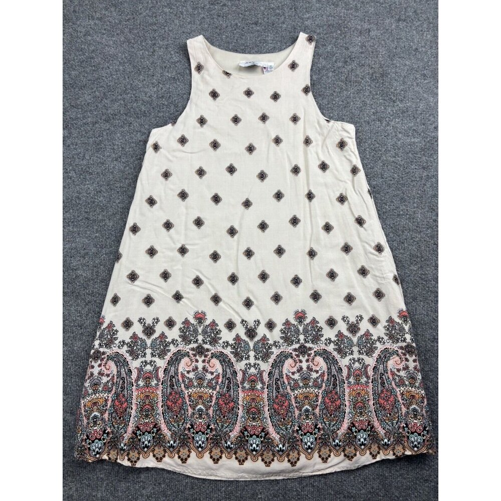 Jody California Sleeveless Dress Women's S White Multi Print Shift Lined USA